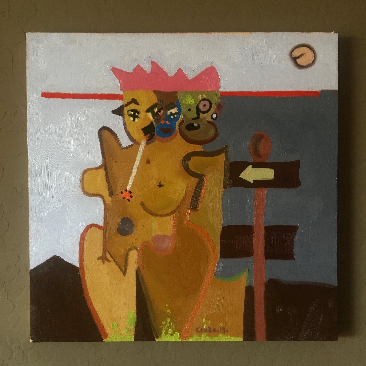 3-faced kid with pink hat